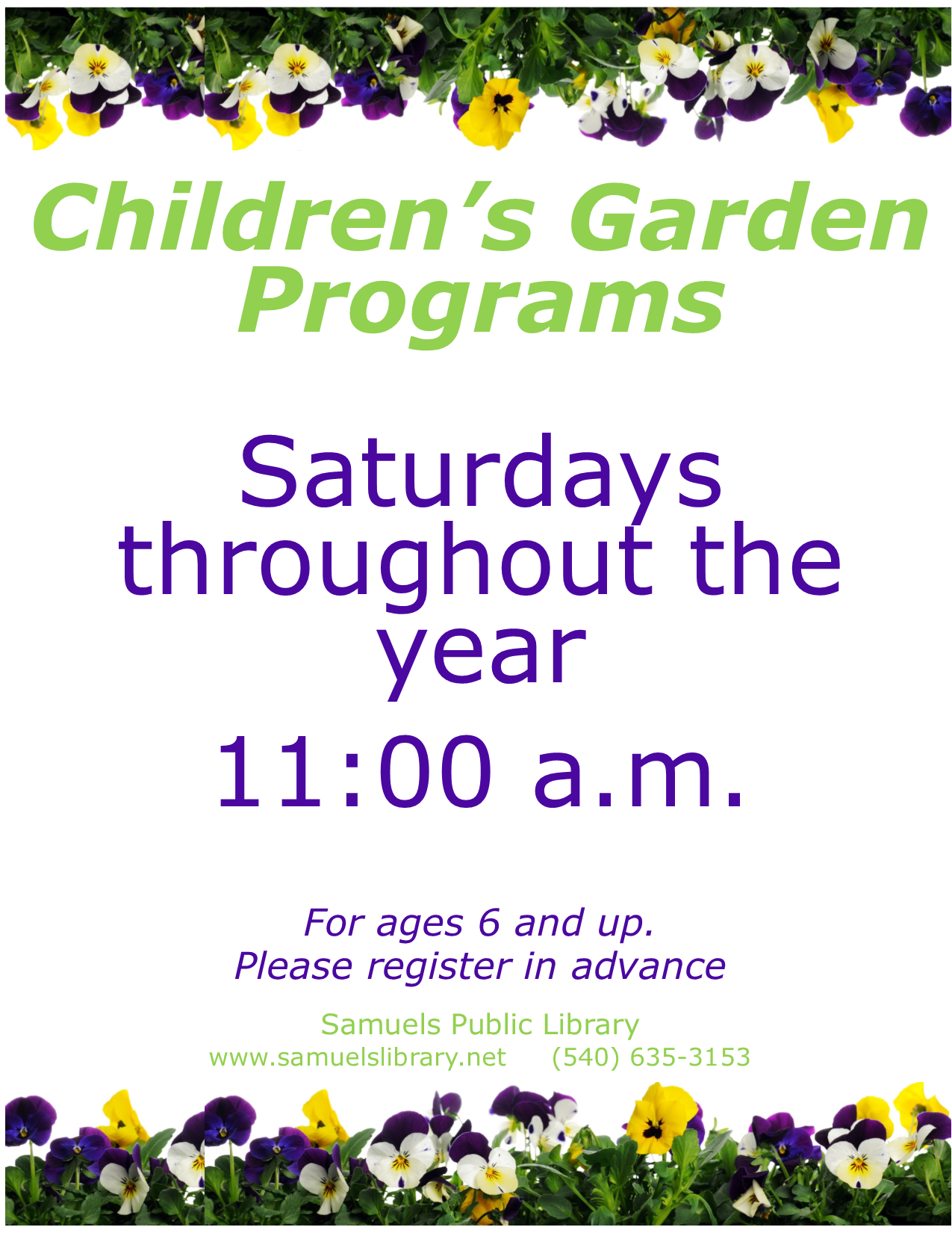 Children's Garden programs meet on Saturdays throughout the year.