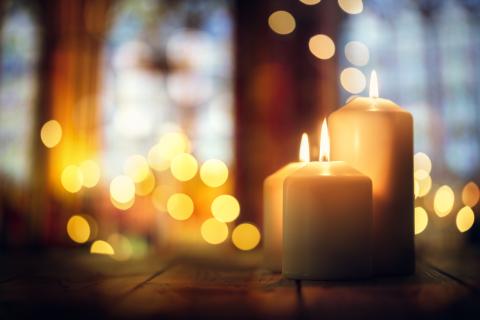 candles on a desk