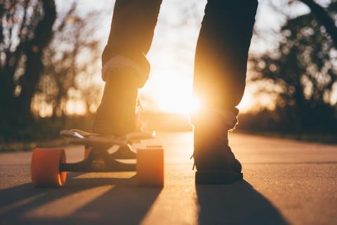 teenager skateboarding