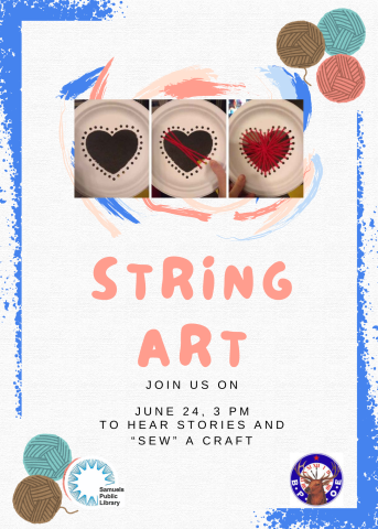 yarn balls, string art heart