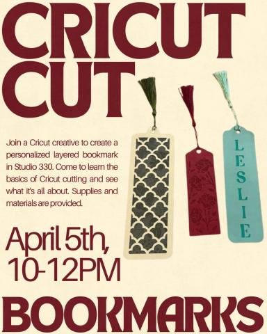 bookmarks crafted on a cricut with event info