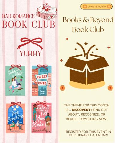 Split graphic with books and a surprise box bursting