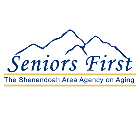 Logo with outline of mountains with the text: "Seniors First: The Shenandoah Area Agency on Aging"