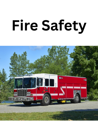 fire truck parked outside by trees