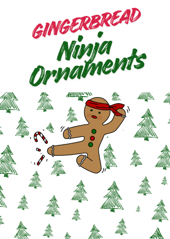 gingerbread ninja kicking candy cane
