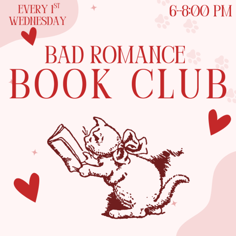book with hearts/pink flyer with club info