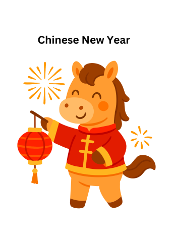 horse with red Chinese coat and lantern