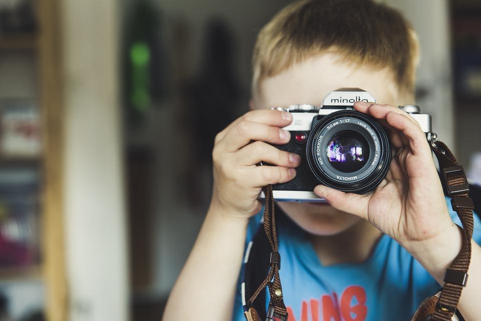 Children learning photography