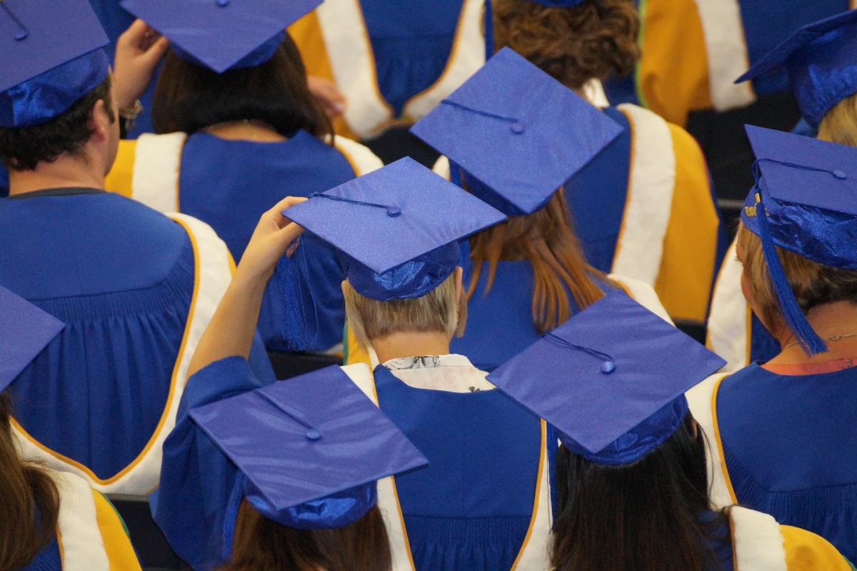 Graduates in blue robes