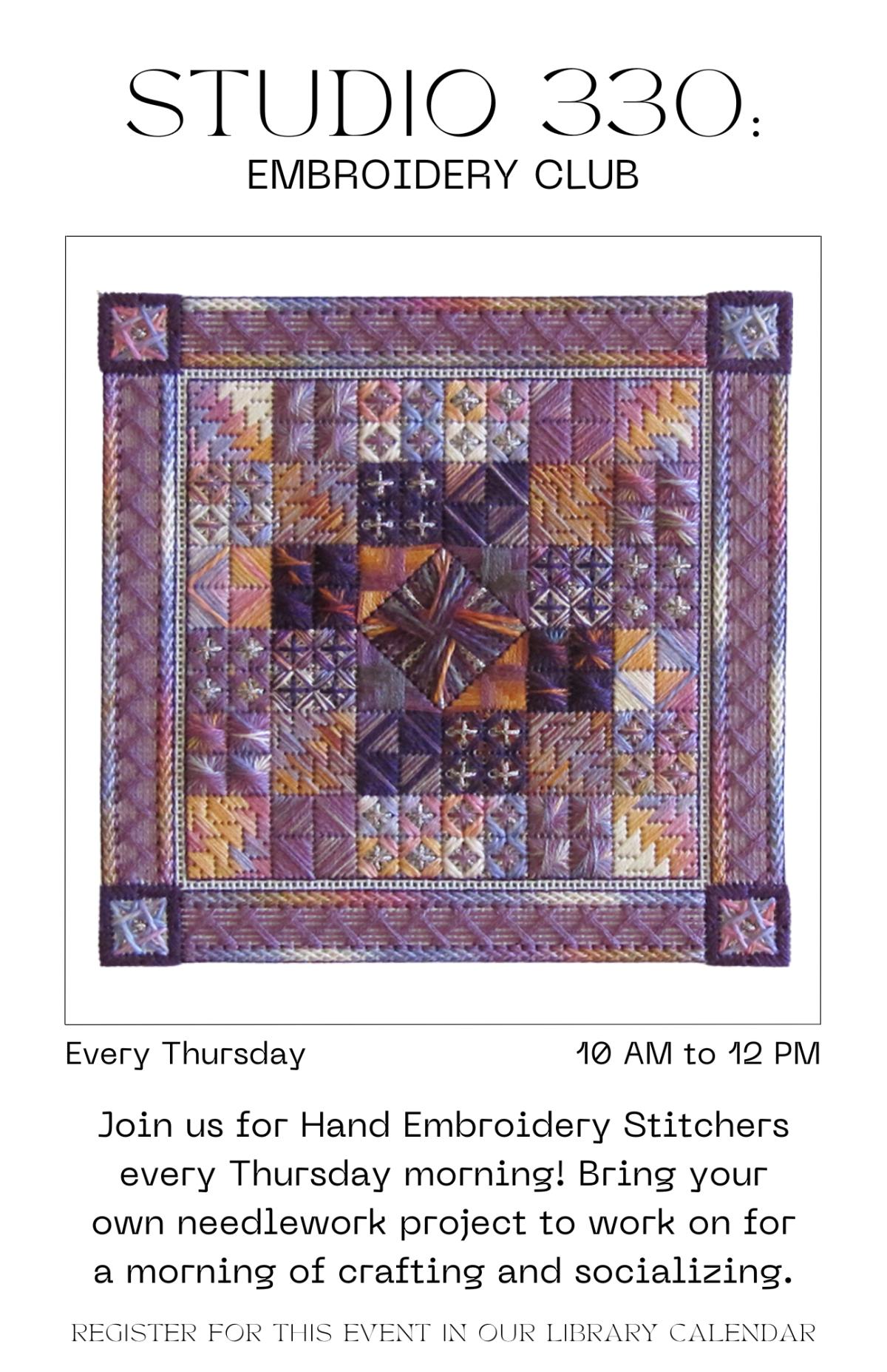 purple embroidery square