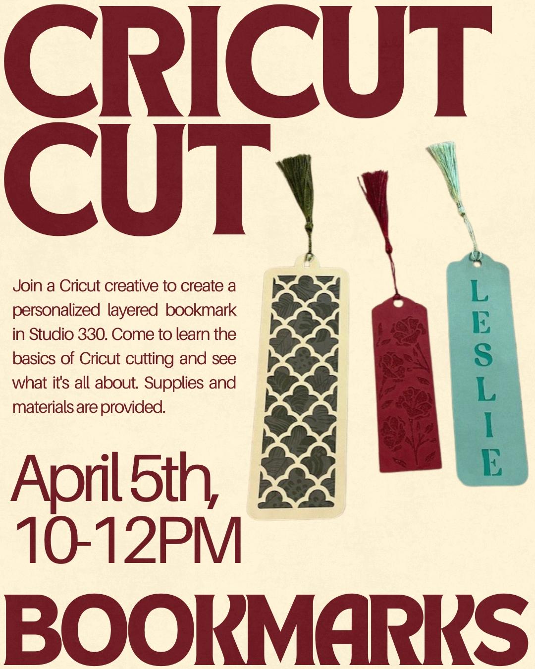 bookmarks crafted on a cricut with event info