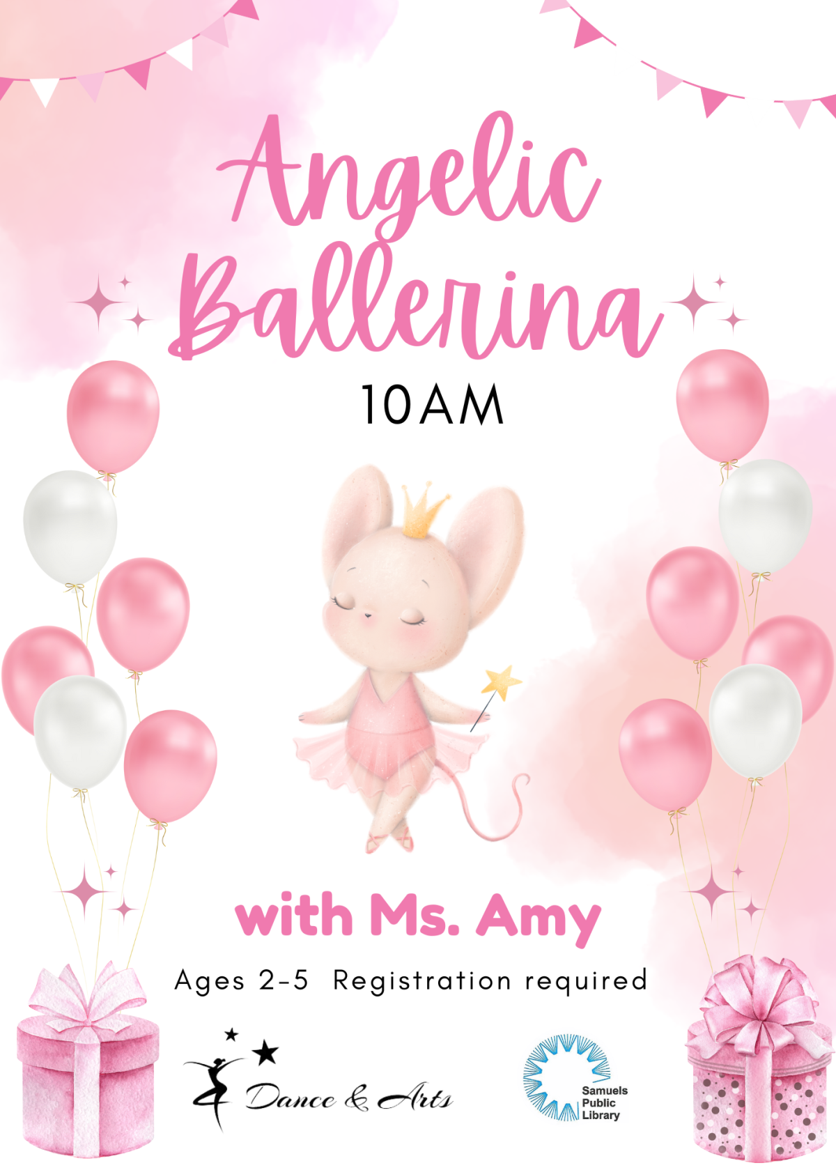 mouse ballerina with balloons