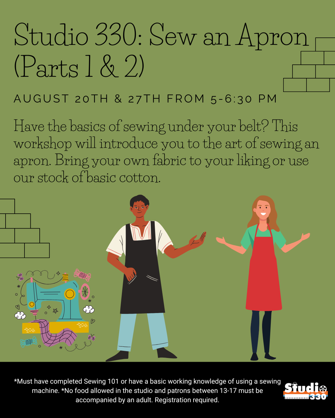 Two people wearing aprons.