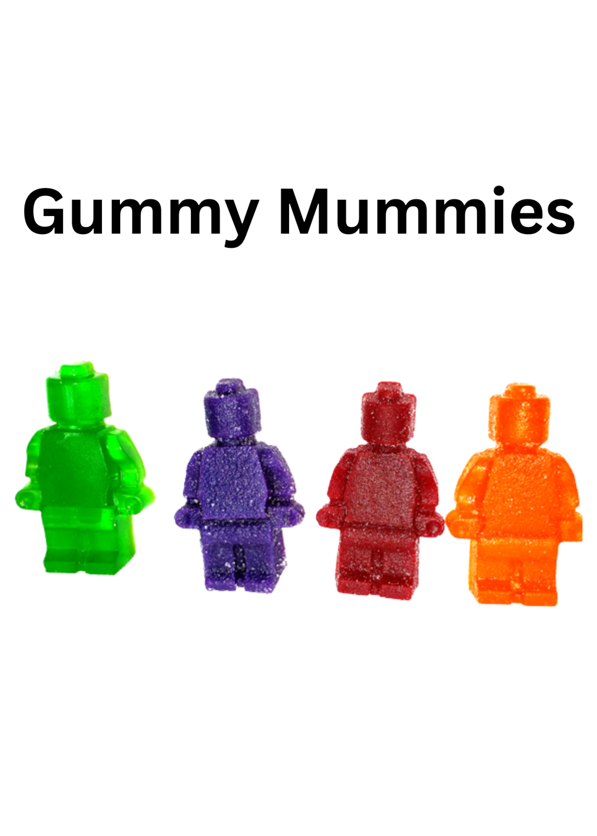 different colored lego man gummies