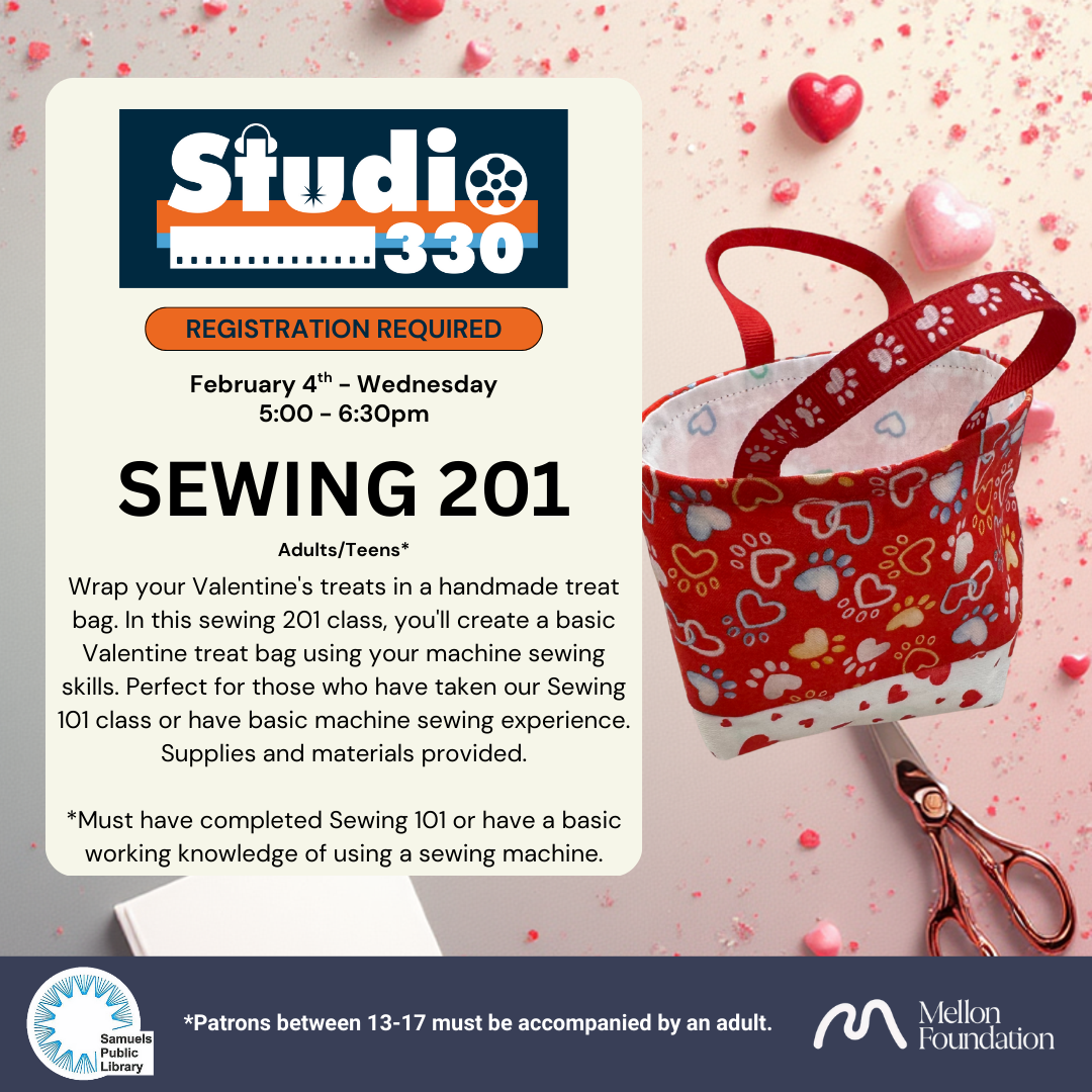 Sewn bag with hearts.