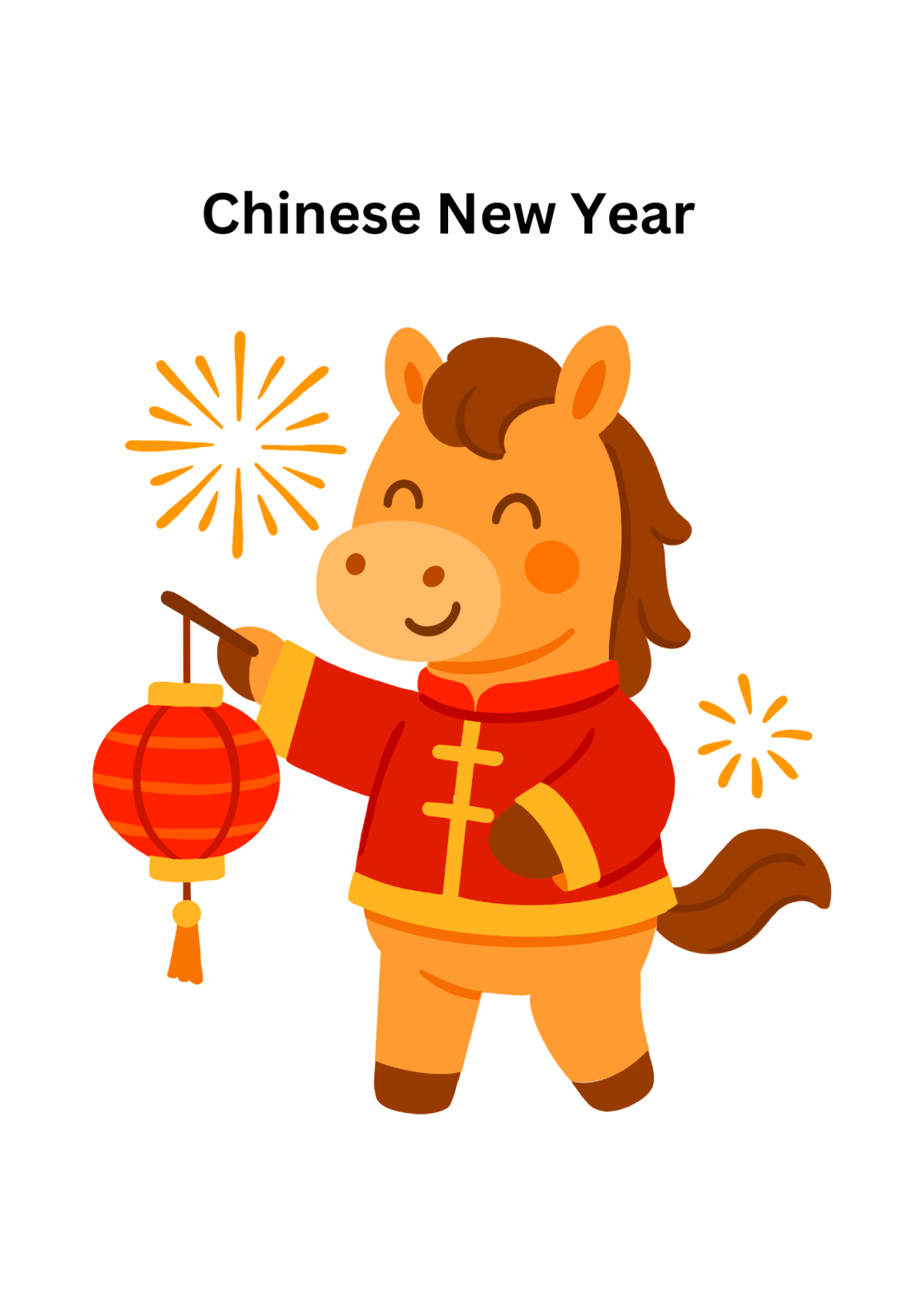 horse with red Chinese coat and lantern