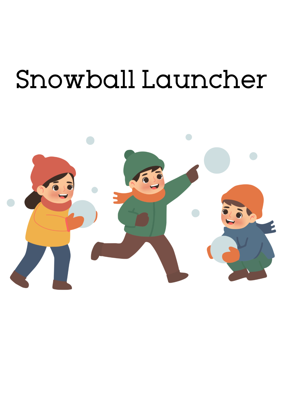 three kids throwing snowballs